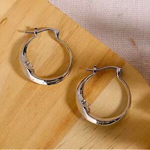 Silver Moon Hoop Minimalist Earrings Earrings